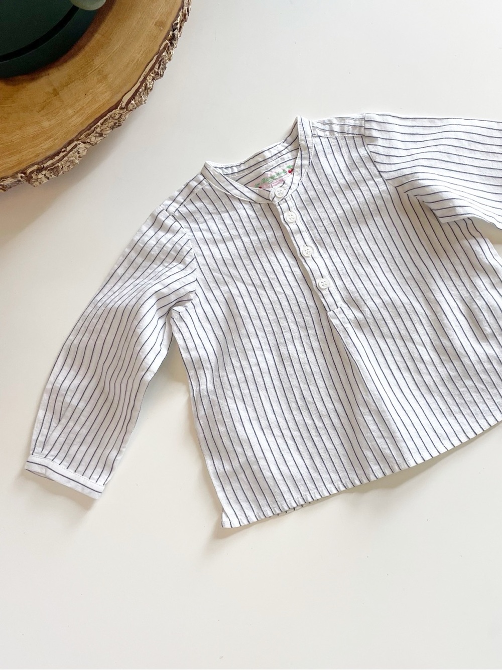 Bonpoint Striped Tunic Viscose Linen Cotton Blend Shirt | 12m